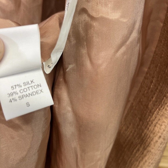 Eileen Fisher Silk Jacket Small Longline Open Front Rose Gold Copper Lined B80 - Picture 9 of 16